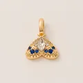 Elegante colgante de polilla dorada con piedras azules y claras para dijes de bolsos - Colgante de Polilla