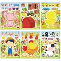 6-Sheet farm animal face-changing sticker pack for children's creative DIY education - Farm Animal Face Change Style (T01043486)