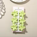 Set of 6 light green frangipani flower hair claw clips on display card for women - 4cm Frangipani Style / 6-Piece Set / Glossy Light Green / Bulk Packaging