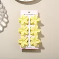 Set of 6 matte yellow plumeria flower hair claw clips for women elegant hair accessories - 4cm Frangipani Style / 6-Piece Set / Matte Yellow / Bulk Packaging