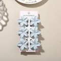 Set of 6 light blue plumeria flower hair claw clips with matte finish for women - 4cm Frangipani Style / 6-Piece Set / Glossy Light Blue / Bulk Packaging