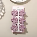 Set of six lavender plumeria flower hair claw clips for women mounted on display card - 4cm Frangipani Style / 6-Piece Set / Glossy Taro Purple / Bulk Packaging