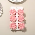 Set of 6 pink daisy flower hair claw clips for women, vintage matte finish styling. - #1 Matte Light Pink [6-piece Set With Card] 4cm Daisy Design / Bulk Packaging