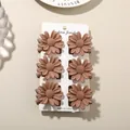 Set of 6 brown matte flower hair claw clips with elegant daisy design for women - Little Daisy (6-Piece Set) / 4cm / #2 Matte Chocolate / Bulk Packaging