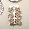 Set of six retro matte khaki flower hair claw clips for elegant women hairstyles - Little Daisy (6-Piece Set) / 4cm / #3 Matte Light Grey / Bulk Packaging