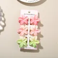 Set of six colorful gradient plumeria flower hair claw clips on a white display card - Splatter Pattern Frangipani Clip / Bulk Packaging / 6-Piece Set (4cm) / #8 Mixed B (Frangipani White Splatter)