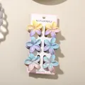 Set of 6 gradient colorful plumeria hair claw clips for women elegant hair styling - Splatter Pattern Frangipani Clip / Bulk Packaging / 6-Piece Set (4cm) / #9 Mixed C (Frangipani White Splatter)
