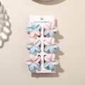 Set of 6 pink and blue gradient frangipani flower hair claw clips on display card - Splatter Pattern Frangipani Clip / Bulk Packaging / 6-Piece Set (4cm) / #5 Blue-Pink Gradient (Frangipani White Splatter)