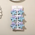 Set of 6 purple and blue gradient frangipani hair claw clips with speckled design - Splatter Pattern Frangipani Clip / Bulk Packaging / 6-Piece Set (4cm) / #6 Blue-Purple Gradient (Frangipani White Splatter)