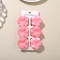 Elegant set of six pink hibiscus flower hair claw clips presented on a white display card - Pearly Hibiscus (6-Piece Set) / 4cm / #4 Rose Red / Bulk Packaging