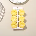 Set of 6 yellow frangipani plumeria flower hair claw clips for stylish women accessories. - Pearly Hibiscus (6-Piece Set) / 4cm / Creamy Yellow / Bulk Packaging