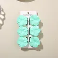 Set of six mint green frangipani flower hair claw clips displayed on a white card - Pearly Hibiscus Style / 6 Pieces/Set (4cm/With Card) / Green