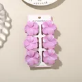 Set of 6 pink plumeria hair claw clips for women with a pearlescent finish for styling. - Pearly Hibiscus Style / 6 Pieces/Set (4cm/With Card) / Purple
