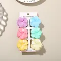 Six colorful matte hibiscus flower hair claw clips displayed on a white product card - Pearly Hibiscus Style / 6 Pieces/Set (4cm/With Card) / Mixed Color A