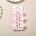 Beautiful set of 6 pink plumeria flower hair claw clips organized on display card - 3.5cm Glossy Five-Petal Style / Set of 6 / Pink / Bulk Packaging