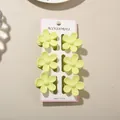 Set of 6 light green frangipani flower hair claws for elegant retro hair styling accessory - 3.5cm Glossy Five-Petal Style / Set of 6 / Lemon Green / Bulk Packaging