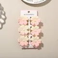 Elegant set of six gradient yellow and pink frangipani flower hair claw clips for women - Splatter Pattern Five-Petal Clip / Bulk Packaging / 6-Piece Set (4cm) / #1 Yellow-Pink Gradient (Five-Petal White Splatter)