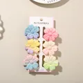 Set of 6 colorful frangipani flower claw clips in pastel gradient finishes with speckles - Splatter Pattern Five-Petal Clip / Bulk Packaging / 6-Piece Set (4cm) / #7 Mixed A (Five-Petal White Splatter)