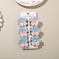 Set of 6 blue and pink gradient frangipani flower hair claw clips with matte finish - Splatter Pattern Five-Petal Clip / Bulk Packaging / 6-Piece Set (4cm) / #5 Blue-Pink Gradient (Five-Petal White Splatter)