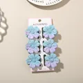 Set of 6 colorful gradient plumeria flower hair claw clips with white splatter pattern - Splatter Pattern Five-Petal Clip / Bulk Packaging / 6-Piece Set (4cm) / #6 Blue-Purple Gradient (Five-Petal White Splatter)