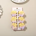 6-piece set of yellow and purple gradient plumeria flower hair claw clips on card - Splatter Pattern Five-Petal Clip / Bulk Packaging / 6-Piece Set (4cm) / #3 Yellow-Purple Gradient (Five-Petal White Splatter)
