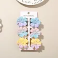 Set of 6 colorful gradient pastel frangipani flower hair claw clips for women style - Splatter Pattern Five-Petal Clip / Bulk Packaging / 6-Piece Set (4cm) / #9 Mixed C (Five-Petal White Splatter)