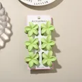 Set of six matte light green plumeria flower hair claw clips on display card - 4cm Frangipani Style / Set of 6 / Matte Light Green