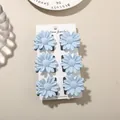 Set of 6 light blue daisy flower hair claw clips for women, elegant floral design - 4cm Little Daisy Style / Set of 6 / Glossy Light Blue