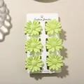 Set of six vibrant lime green daisy flower hair claw clips for women and girls - 4cm Little Daisy Style / Set of 6 / Glossy Light Green
