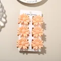Set of 6 peach flower hair claw clips on display card for vintage hair styling - Matte Daisy Style (#6) / 6-Piece Set (4cm) / Light Orange / Bulk Packaging