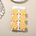 Set of six matte yellow daisy flower hair claw clips for elegant retro hairstyles - Matte Daisy Style (#7) / 6-Piece Set (4cm) / Light Yellow / Bulk Packaging