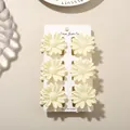 Set of 6 cream-colored daisy flower hair claw clips for elegant women's styling - Glossy Daisy Style (#8) / 6-Piece Set (4cm) / Cream / Bulk Packaging