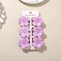 Set of 6 pearlescent purple frangipani flower hair claw clips for women hair styling - Pearly 5-Petal Flower Style (#6) / 6-Piece Set (4cm) / Pink Purple / Bulk Packaging
