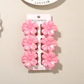 6-piece set of pink plumeria flower hair claws for women's half-up hair styles - Pearly 5-Petal Flower Style (#4) / 6-Piece Set (4cm) / Rose Red / Bulk Packaging