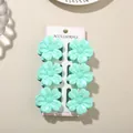 Pack of 6 mint green egg flower claw clips for elegant women's hair accessories set - Pearly 5-Petal Flower Style (#3) / 6-Piece Set (4cm) / Mint Green / Bulk Packaging