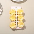 Set of six vibrant yellow plumeria flower hair claws for women elegant hair accessories - Pearly 5-Petal Flower Style (#5) / 6-Piece Set (4cm) / Bright Yellow / Bulk Packaging
