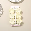 6-piece set of cream yellow plumeria flower hair claw clips on display card for women - Pearly 5-Petal Flower Style (#1) / 6-Piece Set (4cm) / Cream / Bulk Packaging