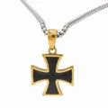 Retro roestvrijstalen Iron Cross hanger ketting met goud en emaille afwerking - Goud-zwarte Emaille Kruishanger (Zonder Ketting)
