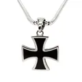 Retro zwarte ijzeren kruis hanger ketting van duurzaam titanium staal voor heren - Zilver-zwarte Emaille Kruishanger (Zonder Ketting)