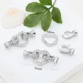 Elegant heart jewelry clasps with sparkling stones, 14mm and 32mm DIY accessories - Large Heart / White Gold