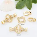 Premium 18K gold-plated clover necklace clasp with sparkling rhinestones for DIY jewelry - Small Clover / 10mm / Gold