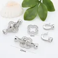 Silver 18K plated clover jewelry clasp set with rhinestones 10mm and 22mm dimensions. - Small Clover / 10mm / White Gold
