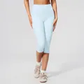 Light blue high waist slim fit yoga capri pants for women's fitness and running - Phantom Blue / S