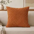 Textured ochre orange popcorn bubble knit throw pillow cover for sofa bedroom decor - No.20 Coral