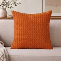 Soft textured bubble pattern square throw pillow cover in a vibrant burnt orange shade - No.21 Orange Red