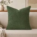 Modern dark green textured bubble popcorn throw pillow cover placed on a beige sofa - No.7 Olive Green
