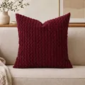 Burgundy popcorn textured decorative throw pillow cover for sofa bedroom and living room - No.9 Wine Red