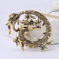 Vintage gold-toned dragon brooch accessory with rhinestones and pearl for clothing. - Golden Dragon with Pearl Style (XH-2001)