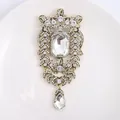 Vintage antique gold peacock flower brooch pin with sparkling clear crystals and teardrop pendant - Retro Rhinestone Pendant Style (XH-1843)