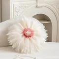 Elegant pink and white 3D flower-shaped cushion cover for elegant sofa or bed decoration - Beige Water Lily 01 (Cover Only) / Diameter 50CM